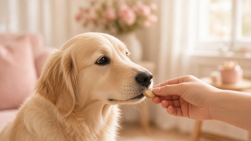 Hund bekommt ein Leckerli als Belohnung